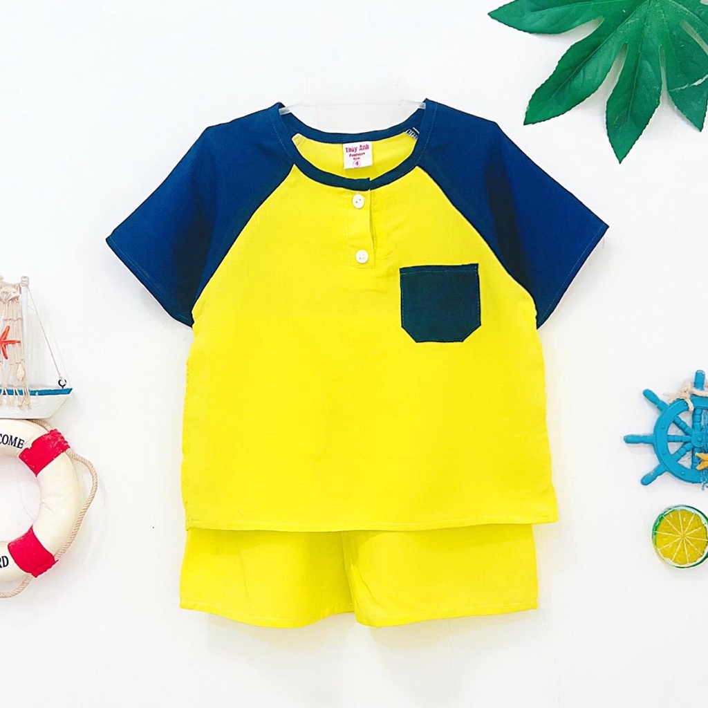 TOLEXINH  bộ tay ngắn quần đùi bé trai màu phối màu - vải tole loại 1