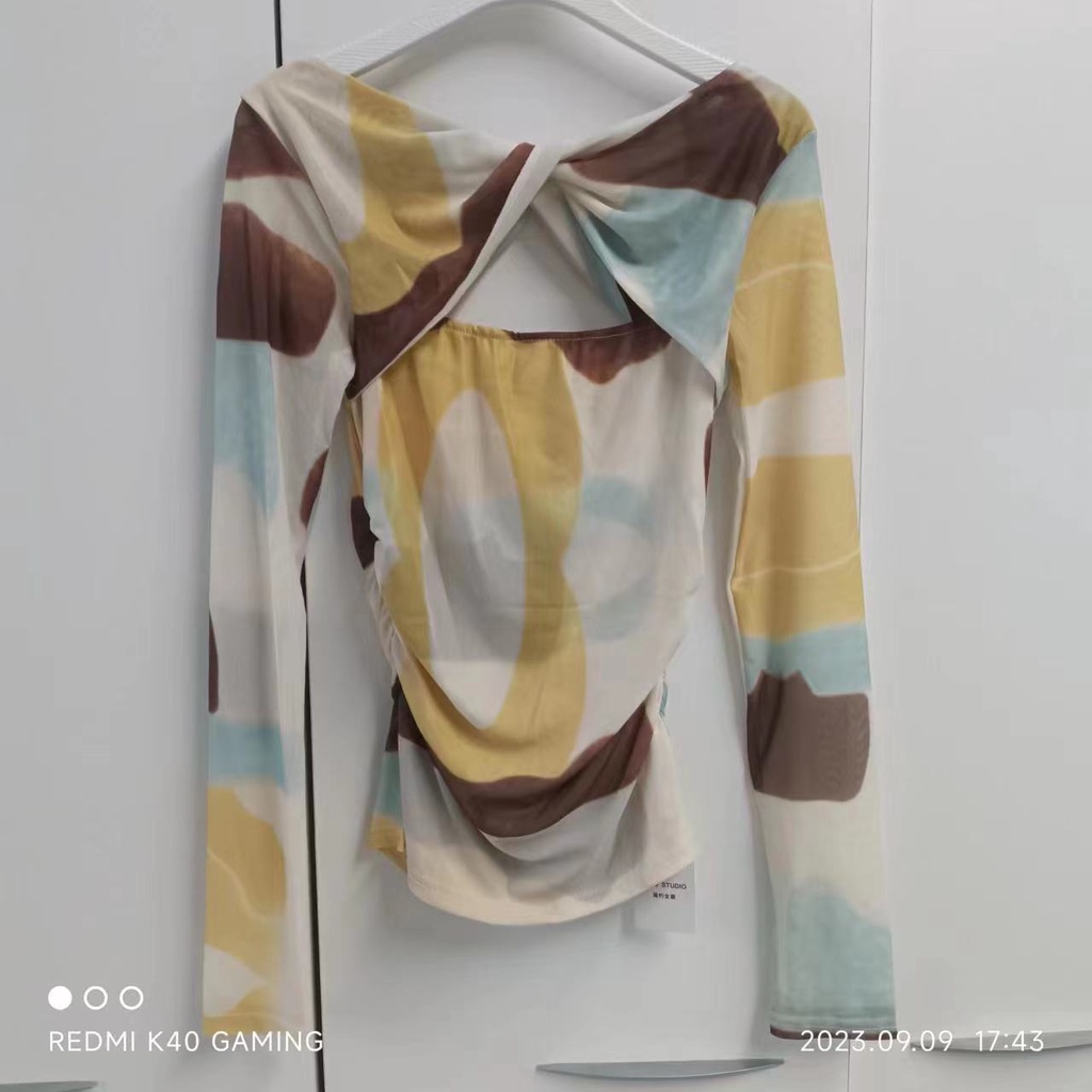 Milyfashion Áo Thun Dài Tay Trễ Vai Nhuộm Màu Thời Trang Cho Nữ