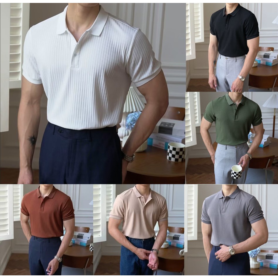 Áo Thun Polo Tay Ngắn Bằng Vải Nhung Cotton Thời Trang Công Sở Cho Nam