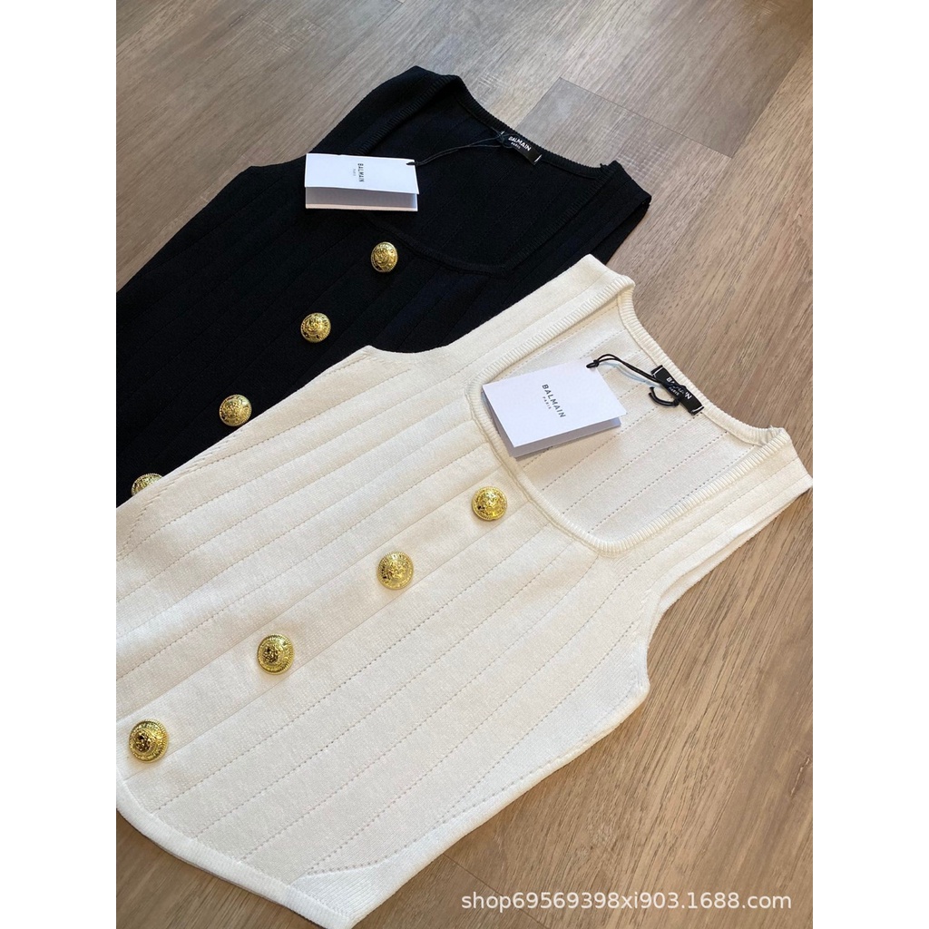 YPL3 BALMAIN Qianjin daily basic U-collar knitted vest for women