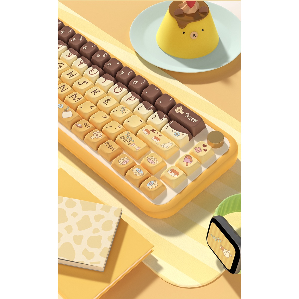 Pudding Theme Keycaps Bàn Phím Cơ 138 / 158 Phím mda profile Năm Mặt Thiết Kế Dễ Thương