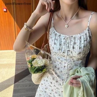 Hàng Mới Về Đầm Dây Mảnh mini Họa Tiết Hoa vintage Phong Cách boho Ngọt Ngào Mùa Hè Cho Nữ