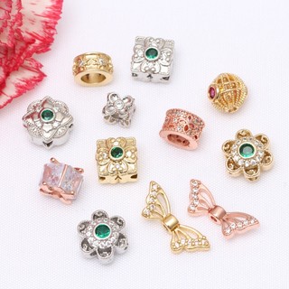 █diy゜14k●((1 Gói 5) Hạt Bánh Xe Đóng Gói Vàng 14k dát Zircon Miếng Đệm Vòng Cổ Handmade diy Phụ Kiện Trang Sức Vòng Tay Hạt Rời Hạt Thùng Bán Buôn