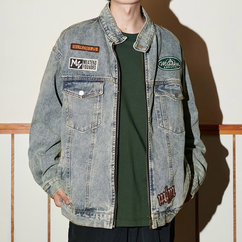 Áo khoác nam denim TIDE BEAR họa tiết cá tính thời trang