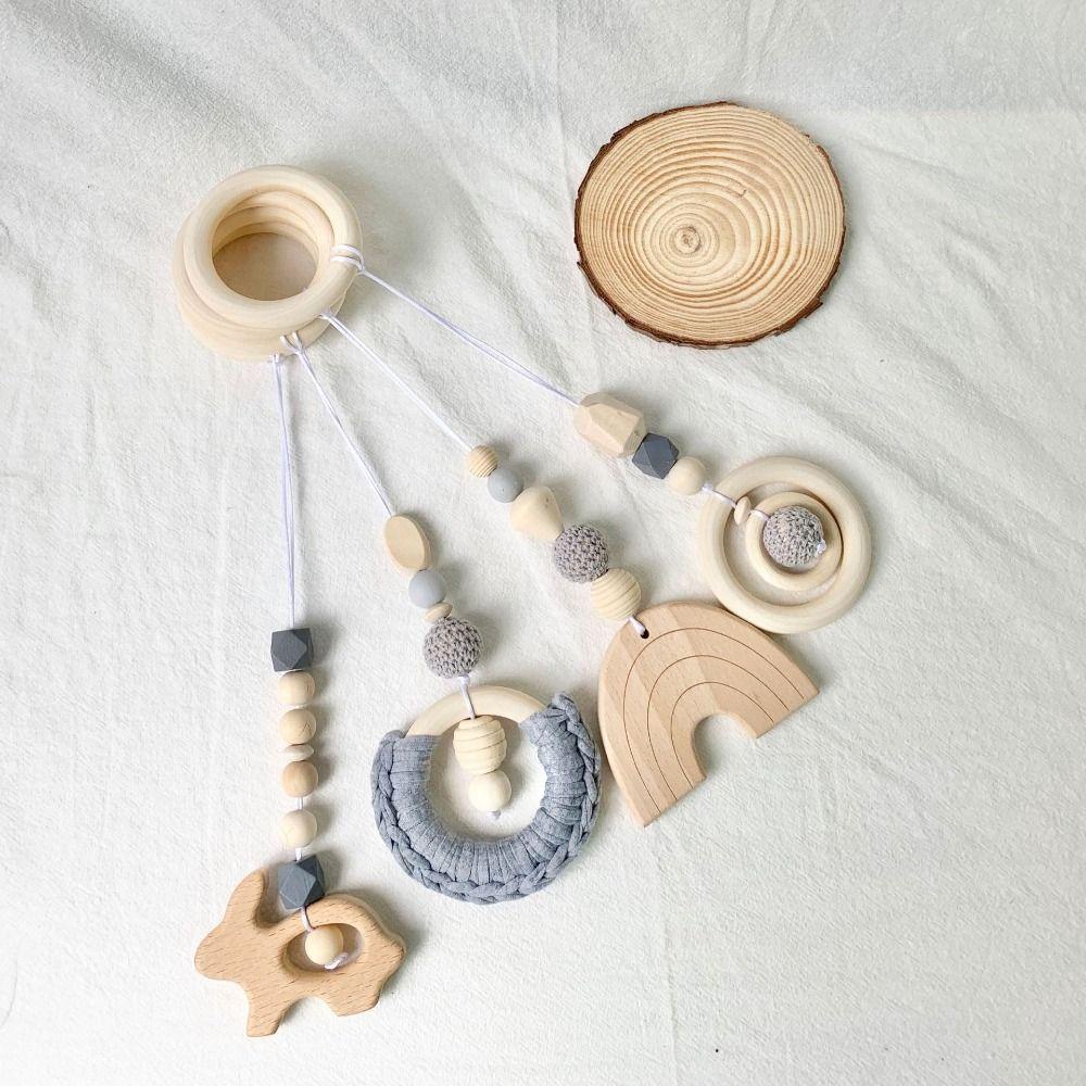 Mmluck Đồ Chơi Tập gym Khung Giường Ngủ Đính Hạt Gỗ Hình Thỏ Dễ Thương Cho Bé