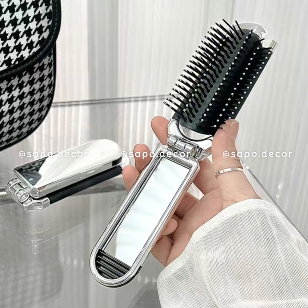 Lược gương gấp gọn tặng kèm charm nơ - Sapo Decor 209