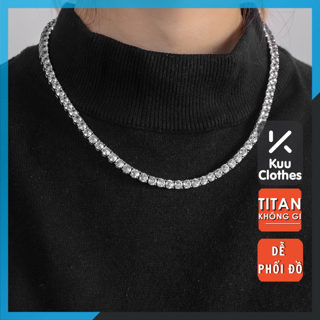 Dây Chuyền Nam Nữ Đính Đá Lấp Lánh Thời Trang Ngầu Merin Accessories Chất Liệu Titan Không Gỉ - Vòng Cổ Đính Đá