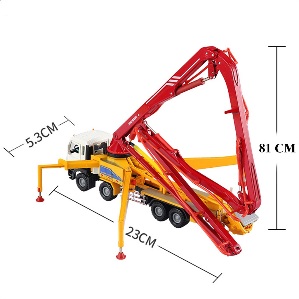 Mô hình xe công trình-Xe bơm bê tông kim loại tỉ lệ 1:50 JING BANG