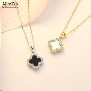 MIAOYA Vòng Cổ Thời Trang Hàn Quốc Bằng Bạc Hình Cỏ Ba Lá