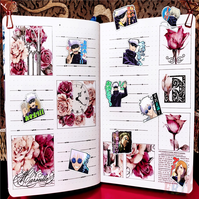 90Pcs/Set ☆ Jujutsu Kaisen Q-1 Mini Diary Manual Stickers ☆ DIY Fashion Scrapbooks Album Decor Decals Stickers（Size：2~3cm）
