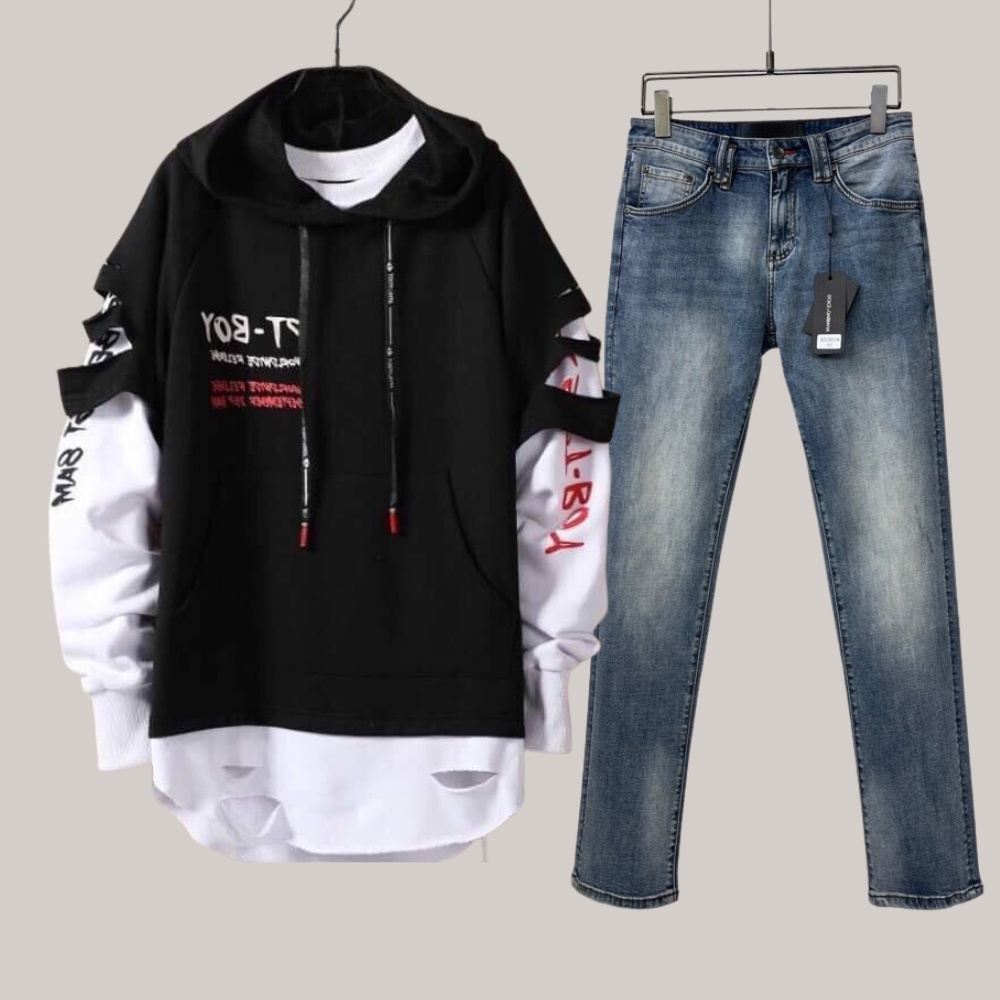 Combo áo hoodie nhiều màu phối quần jean co dãn năng động stylemarven hoodies+jean 001
