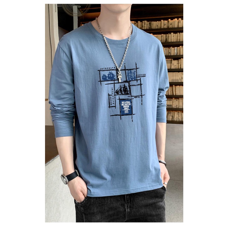 Áo Thun Tay Dài Dáng Ôm Thời Trang Mùa Thu Mới 2021 Cho Nam size m-4xl