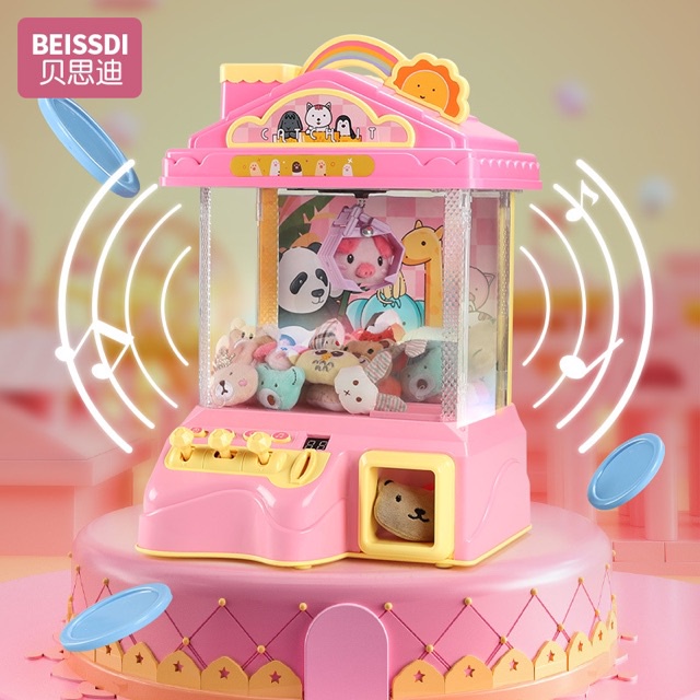 Máy gắp thú cho bé cỡ lớn kèm thú nhồi bông kèm 10 gấu, 5 bóng, 12 xu an toàn