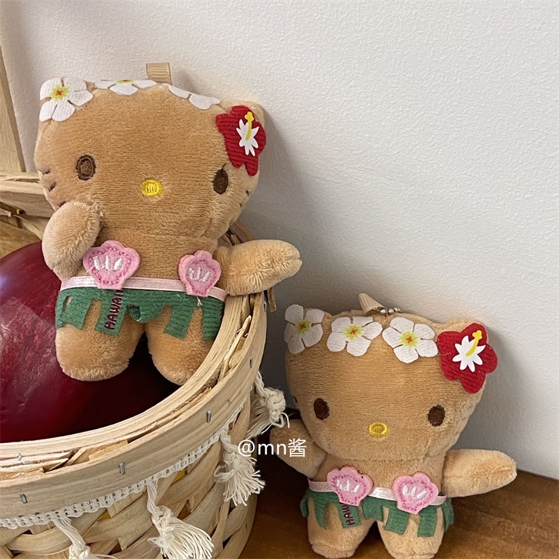 Đen Móc Khóa Da Hình Mèo kitty Phong Cách hawaii Xinh Xắn