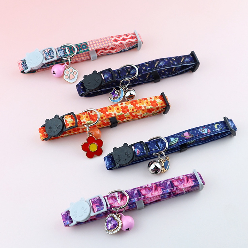 Hvn_vn_ Vòng Cổ Mặt Vòng Tròn Họa Tiết Hoạt Hình Tháo Lắp Nhanh Chống Mài Mòn Dễ Dàng Phong Cách Cho Thú Cưng