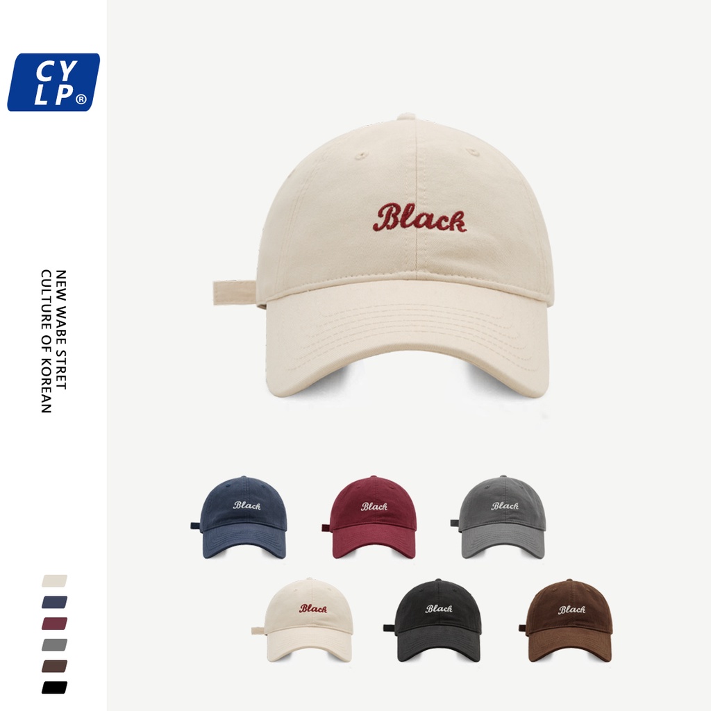 Mũ Lưỡi Trai Màu Đen Thêu Chữ Phong Cách vintage