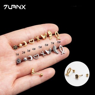 1 Bông Tai 20 Mặt Hình Hoa Hồng / Ngôi Sao / Trái Tim / Lông Vũ / Mặt Trăng / helix / helix / pinna