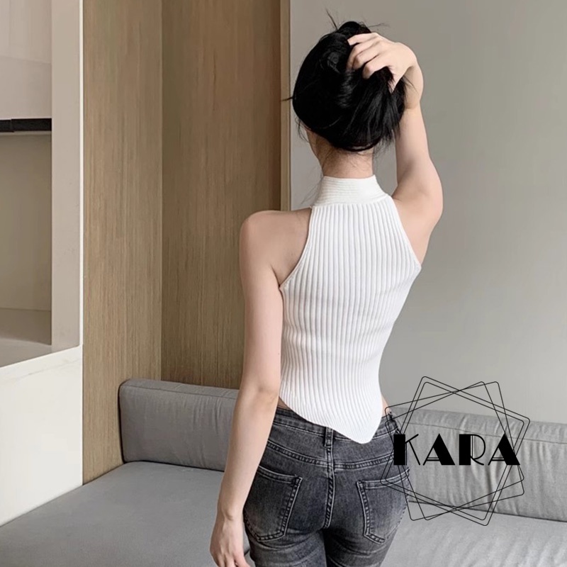 Áo Hai Dây Dệt Kim Màu Sắc Đơn Giản Cho Nữ