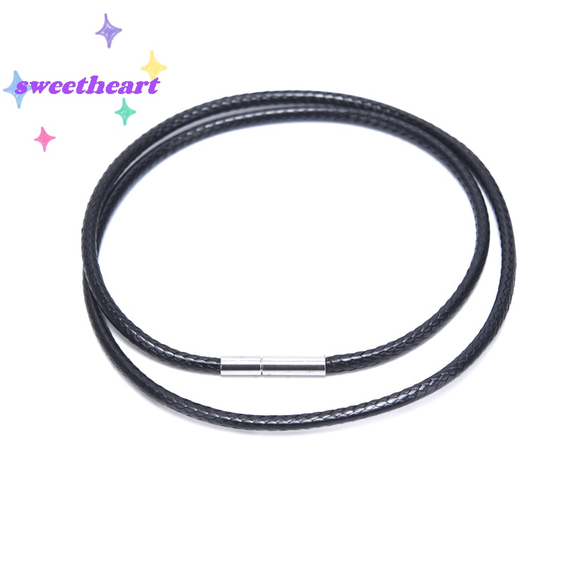 Vòng Cổ choker Dây Da Sáp Đen Bằng Thép Không Gỉ Xoay Vòng