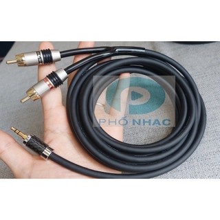 Dây 3.5 mm ra 2 av rca jack carbon chân đồng cao cấp - cáp audio 3 ly ra 2 đầu hoa sen