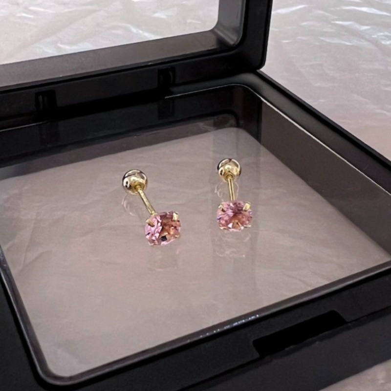 We flower Khuyên Tai Quả Cầu Pha Lê Hồng 3mm Không Gây Dị Ứng Thanh Lịch Cho Nữ