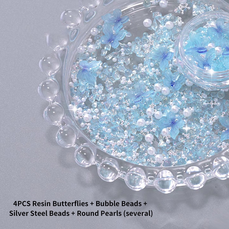 1 Hộp Hạt Kim Cương Giả Hình Tròn Họa Tiết Bướm Trang Trí Móng Tay diy