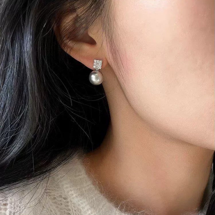 Bông Tai Mạ Bạc s925 Đính Kim Cương Ngọc Trai Thời Trang Phong Cách Mới Năm 2023