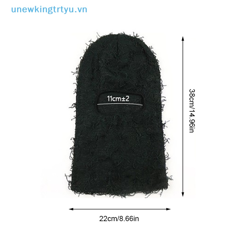 Unewtyu Mũ Len Trùm Đầu Kèm Khẩu Trang Che Mặt Họa Tiết Rằn Ri Phong Cách hip hop balaclava