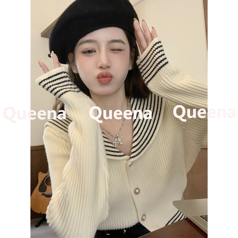 Queena Áo Len áo khoác cardigan Cổ điển Popular Comfortable Trendy WMY2390O0U37Z230915
