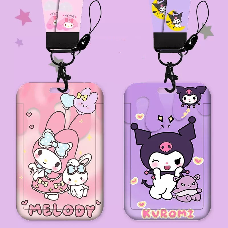 SANRIO Hoạt Hình Dây Đeo Thẻ id / Thẻ id Hình kuromi melody cinnamoroll Dễ Thương Có Thể Thu Vào Giá Đỡ