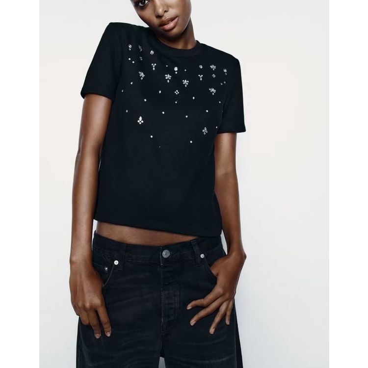 Zara Áo Dệt Kim Ngắn Tay Dáng Ôm Thời Trang Mùa Thu Dành Cho Nữ 0264497