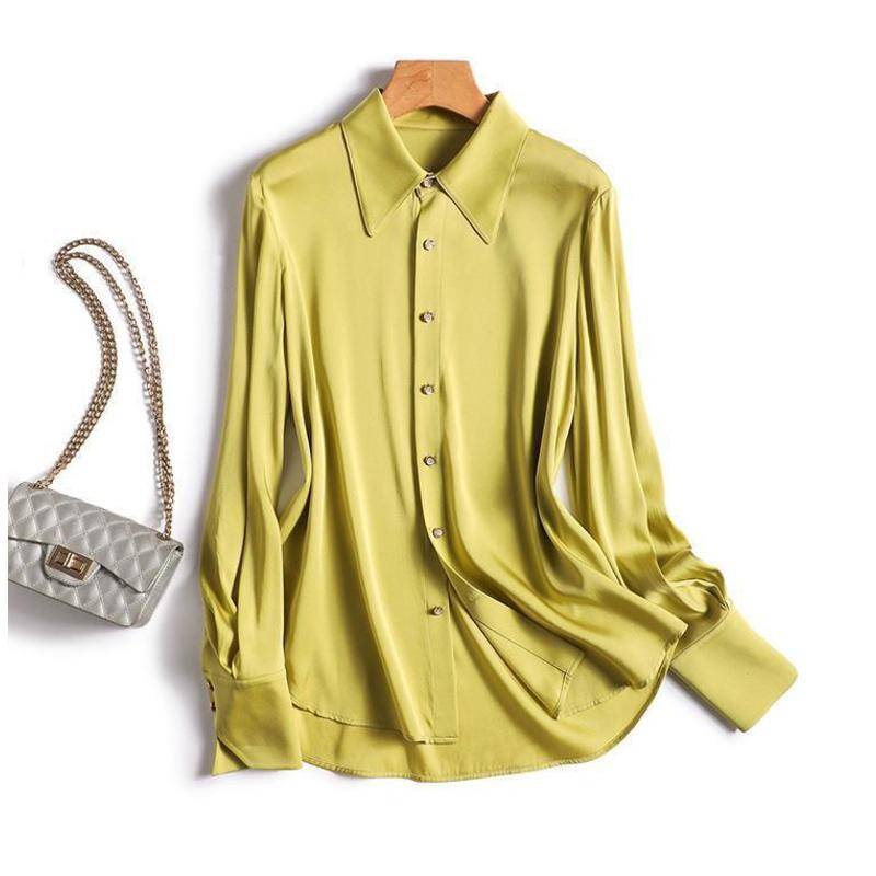 Áo Sơ Mi Nữ Tay Dài Dáng Rộng Giả Lụa Cao Cấp Phong Cách Mới
