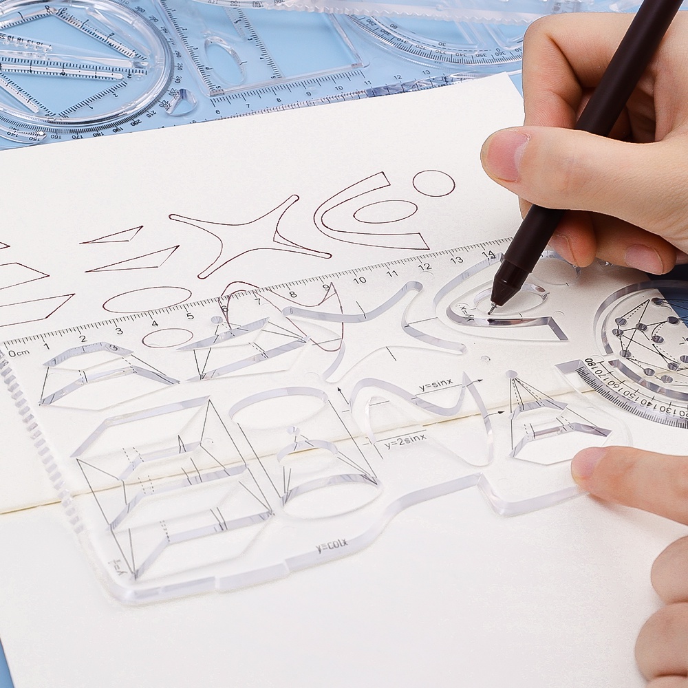 Bộ Thước Kẻ Hình Học / Thước Kẻ Hình Học / Thước Kẻ Hình Học Đa Năng Cho Học Sinh Tiểu Học