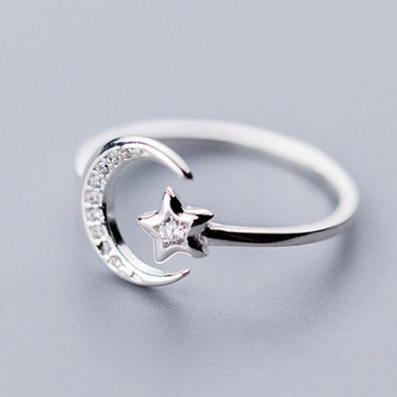 Nhẫn Hở Hình Mặt Trăng Ngôi Sao Tua Rua Kiểu Mới