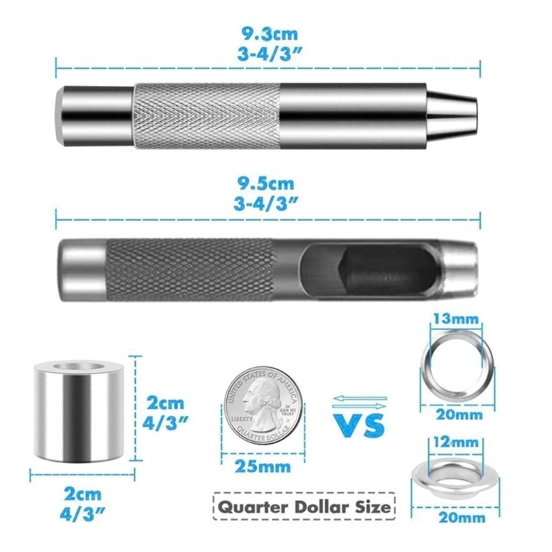 Set 100 Khoen 4 Màu 12mm Chuyên Dụng Cho Sửa Chữa Rèm Vải / Da / Vải