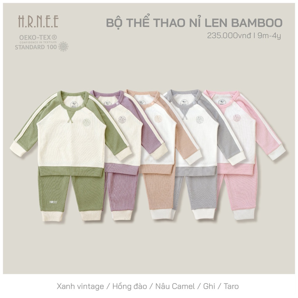 HRNEE Bộ quần áo Hrnee thể thao nỉ len bamboo