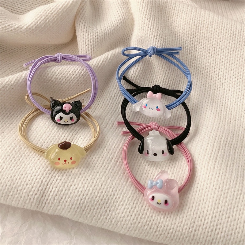 Sanrio Dây Buộc Tóc Cao Su Trong Suốt In Họa Tiết Hoạt Hình melody Cún Comha Đáng Yêu