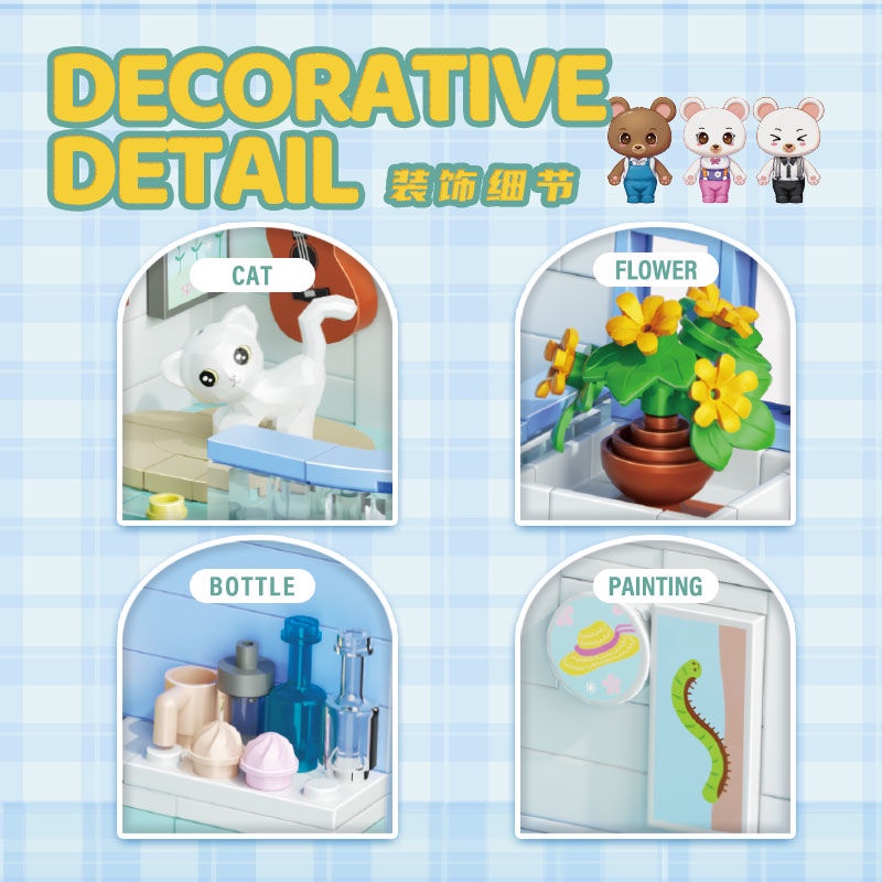 Zhegao Bộ Đồ Chơi Lắp Ráp Đường Phố Gạch mini Dễ Thương Cho Bé