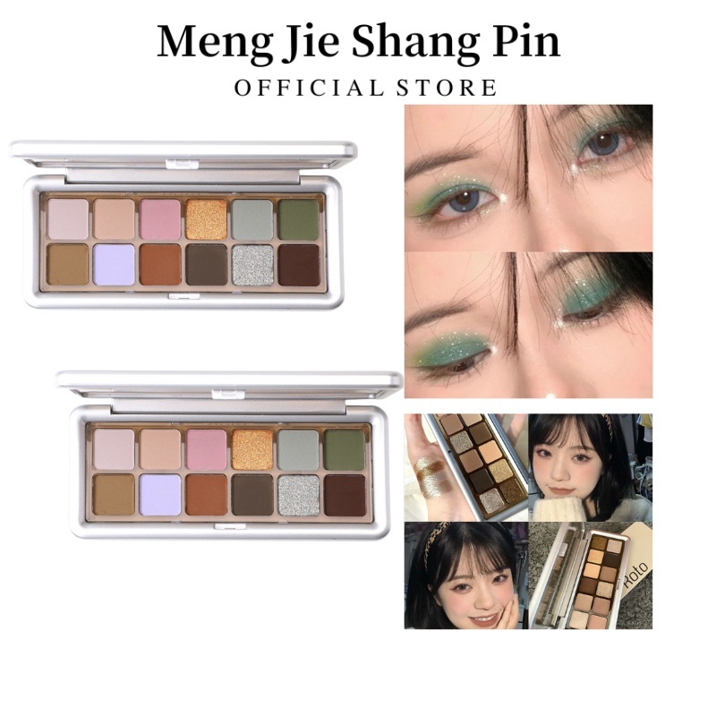 Bảng Phấn Mắt 12 Màu Sắc Tông Lì Và Kháng Nước Chống Mồ Hôi Kết Hợp Trang Điểm Lâu Trô Đa Năng