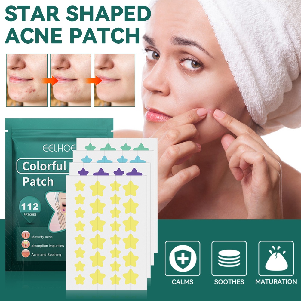 Eelhoe 112 miếng dán Star Acne Patch Điều trị vết thâm Phục hồi da không thấm nước Chiết xuất từ cây trà Thành phần tự nhiên Làm mờ vết thâm và che phủ vết mụn rượu vang01