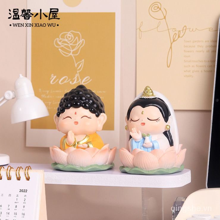 Tượng Phật Ngồi Đài Sen May Mắn Để Bàn Trang Trí Văn Phòng Dễ Thương