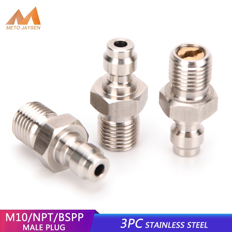 3 Cái / bộ 1 / 8NPT 1 / 8BSPP M10x1 Sợi Thép Không Gỉ Khớp Nối Nhanh 8MM Phụ Kiện Kết Nối Nhanh Nạp Lại Adapter Máy Bơm Không Khí Phần & Phụ Kiện