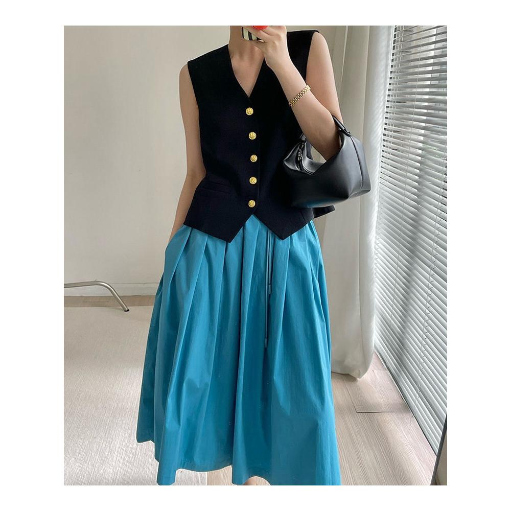 Áo Sát Nách Cổ Chữ v Màu Trơn Phong Cách vintage Thanh Lịch Thời Trang Mùa Hè Cho Nữ