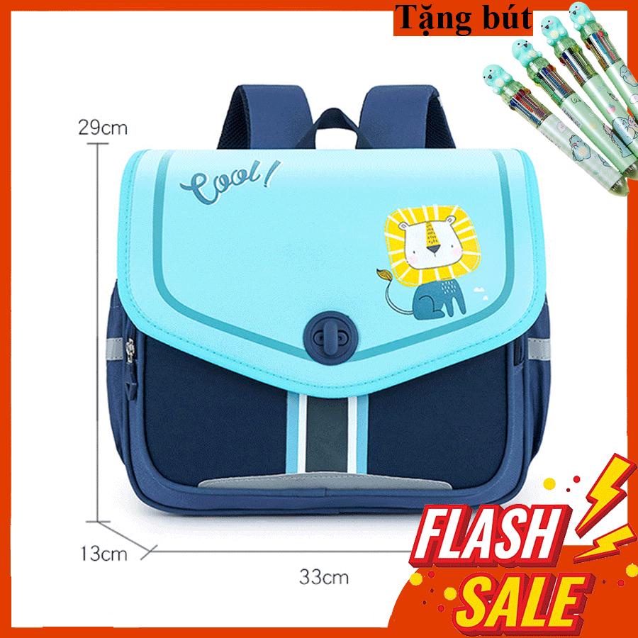 Balo chống gù cho bé trai gái CHỐNG NƯỚC, Cặp Sách ngang Học Sinh Tiểu Học cấp 1 hình động vật