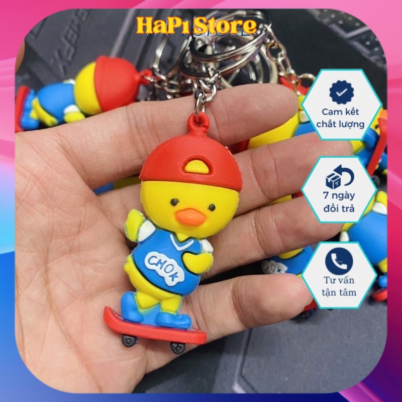 Móc khóa Vịt Chok trượt ván dễ thương cute móc treo chìa khoá xe máy