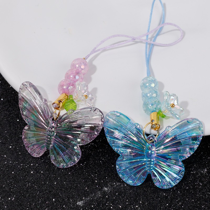 Dây Đeo Điện Thoại acrylic Nhiều Màu Sắc Hình Bướm Chống Mất