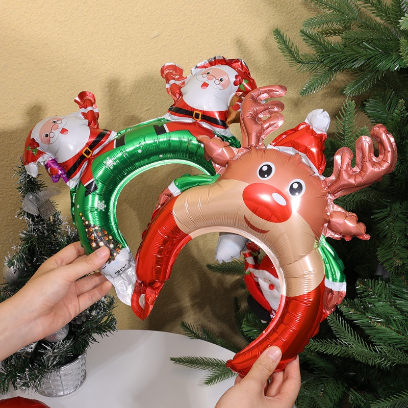 Băng Đô Bơm Hơi Hình Bong Bóng / Ông Già Noel Dễ Thương Dùng Trang Trí Tiệc Giáng Sinh