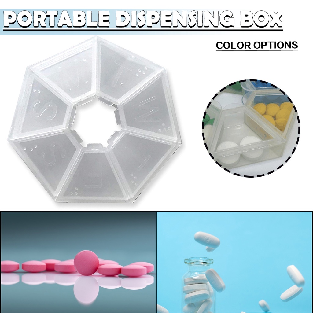 Weekly Pill Organizer Clear 7-Sided Pill Reminder Vitamin Tablet Storage Case