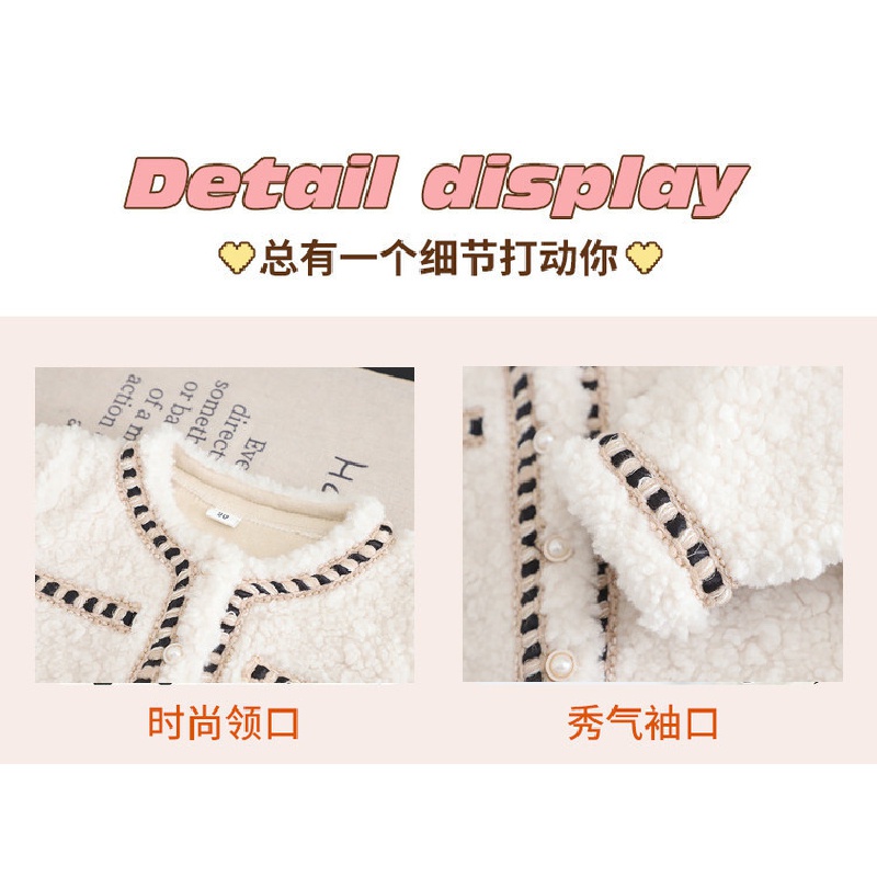 Áo Khoác Nhung Lông Xù Phối Màu Tương Phản Phong Cách Hàn Quốc Thời Trang Thu Đông Dành Cho Bé Gái