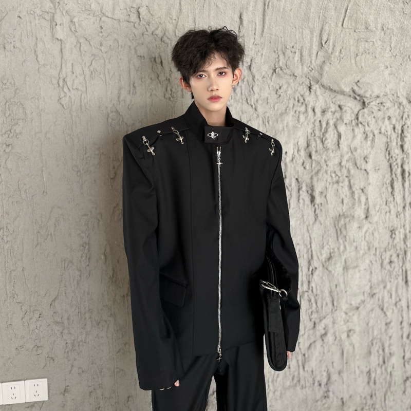 Áo Khoác Dáng Rộng Khóa Kim Loại Phong Cách Mới Mùa Thu Đông Cho Nam